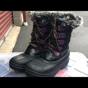 Quest Glacier Girl’s Black Purple Winter 3M Thinsulate  Boots Size 5